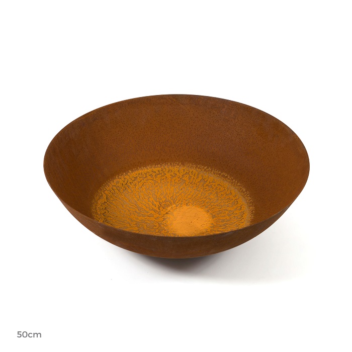 Metal Rusty Round Fire Pit Pot Planter Bowl 49 Cm Cam And Deb S Store   05762 Rust.pot Planter Bowl 