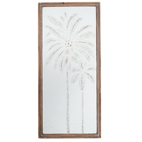 Pressed Metal Palm Tree Wall Art Sculpture Picture With Wooden Frame ...