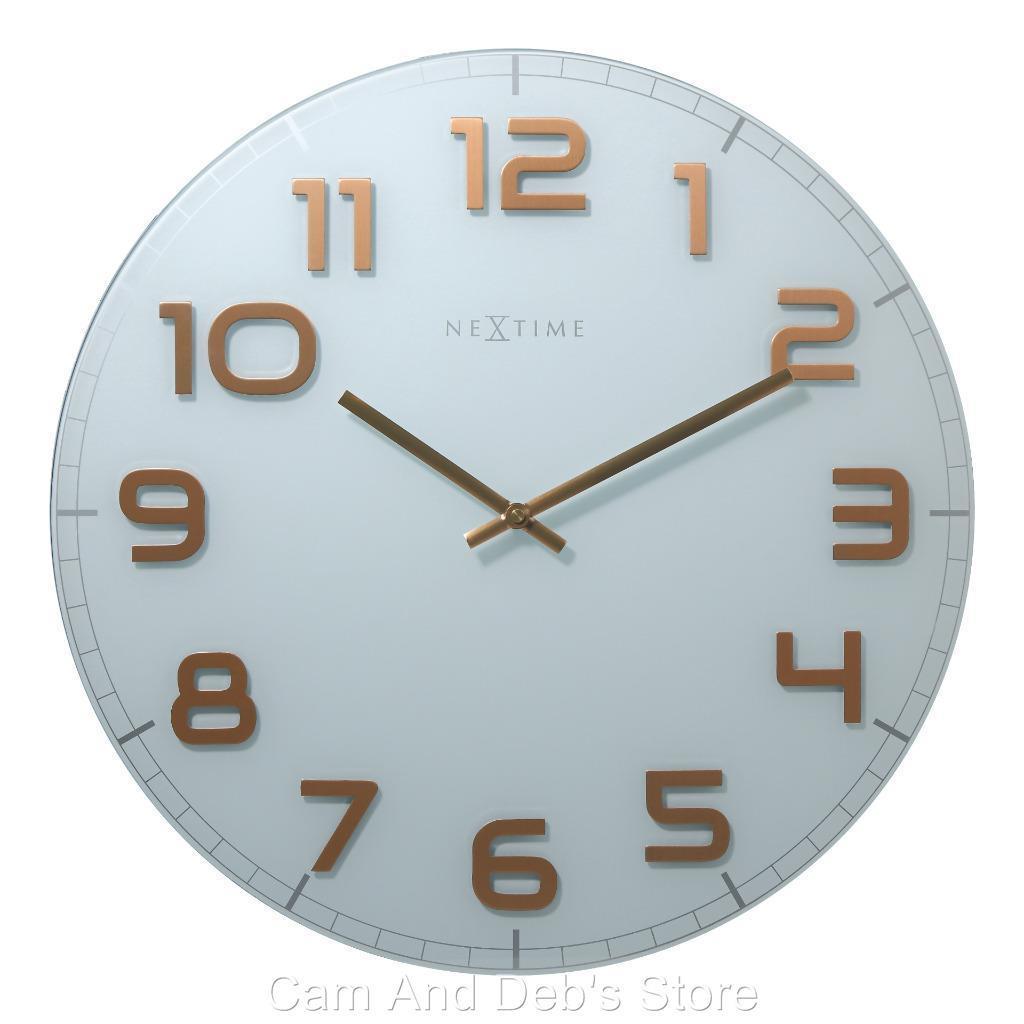 Nextime Glass Wall Clock White Face 50 cm - Cam and Deb's Store